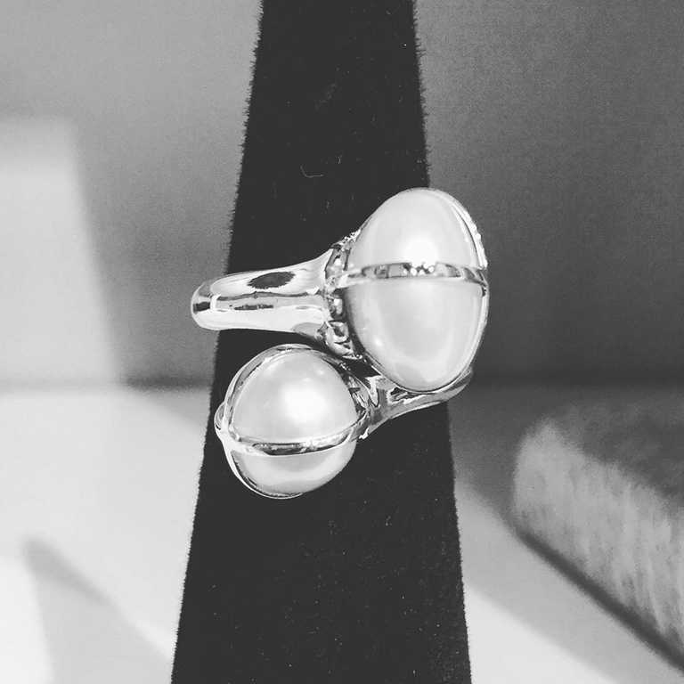 Joyas OnLine Plata de Ley 925 y Oro 18K. anillo perlas Joyas con perlas SUTILLE
