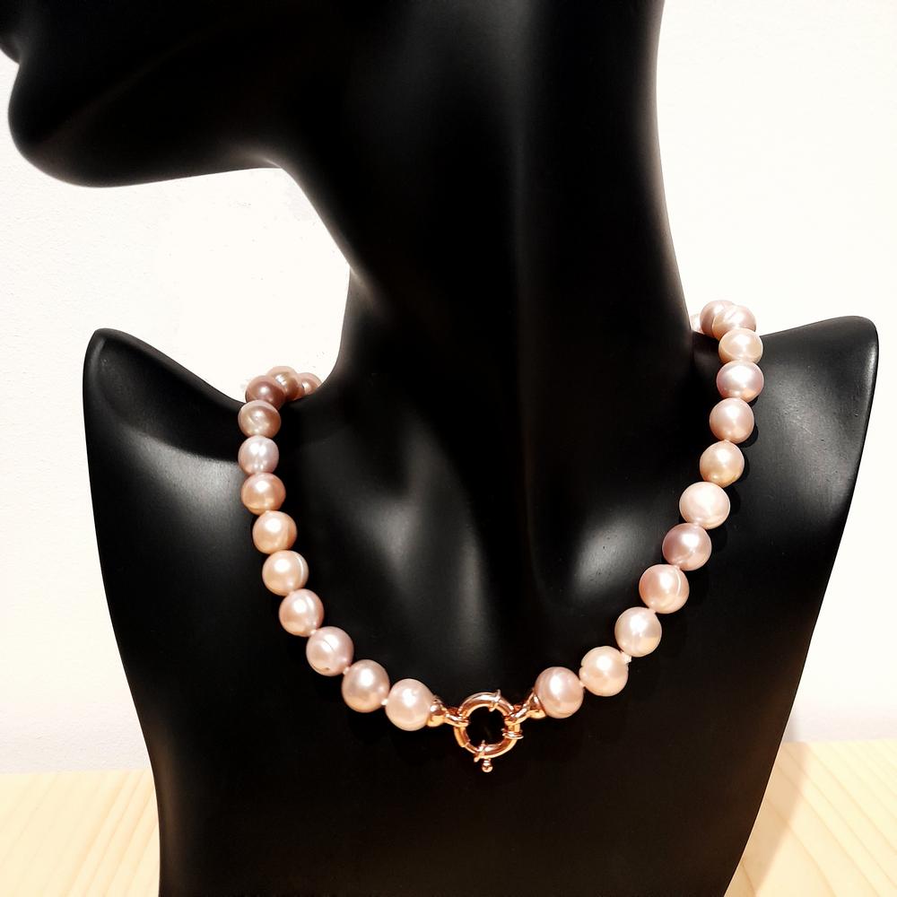 Collar Perlas Naturales Rosas Cierre Marinero Joyas con Perlas SUTILLE