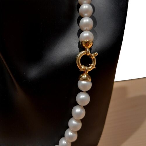 Collar Perlas Naturales Blancas Cierre Marinero Oro Joyas con Perlas SUTILLE