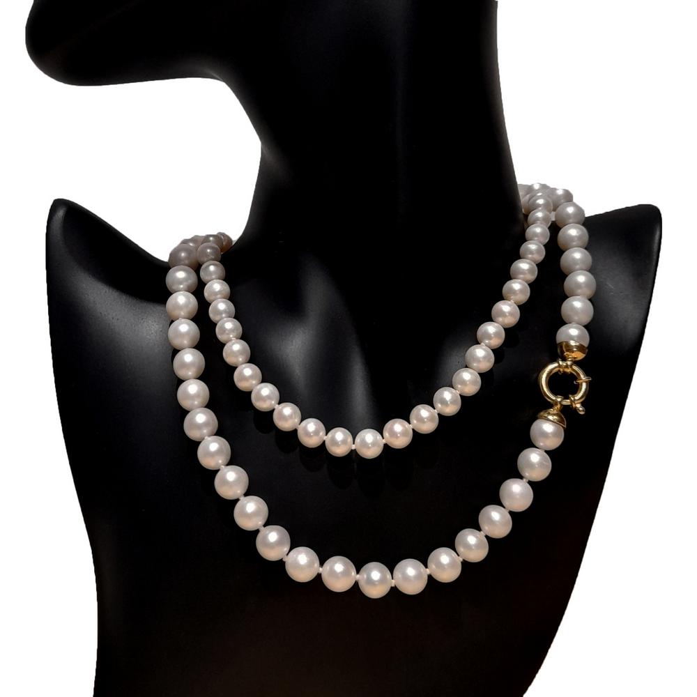 Collar Perlas Naturales Blancas Cierre Oval Oro 3 Collar Perlas Naturales Blancas Joyas con Perlas SUTILLE Collares Collar personalizado joyas para eventos, bodas, collar por encargo
