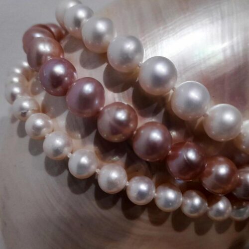SUTILLE Joyas con Perlas Naturales Personalizadas Hecho a Mano Taller Artesanal Hilos Perlas Naturales Collar Perlas Blancas y Perlas Rosas