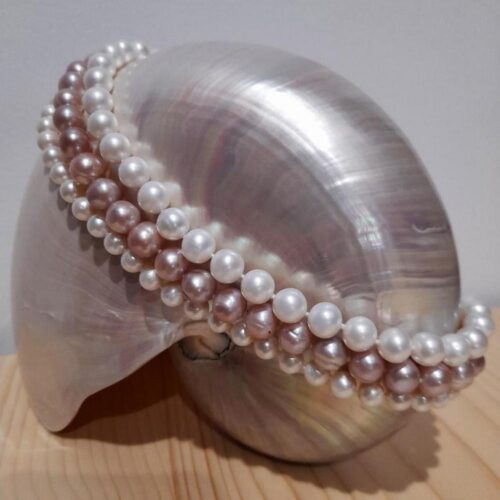 SUTILLE Joyas con Perlas Naturales Personalizadas Hecho a Mano Taller Artesanal Hilos Perlas Naturales Collar Perlas Blancas y Perlas Rosas