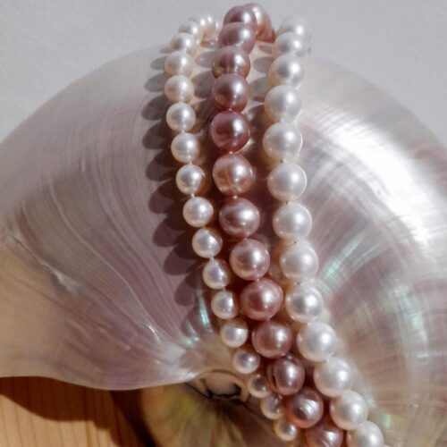 SUTILLE Joyas con Perlas Naturales Personalizadas Hecho a Mano Taller Artesanal Hilos Perlas Naturales Collar Perlas Blancas y Perlas Rosas Como guardar las perlas naturales