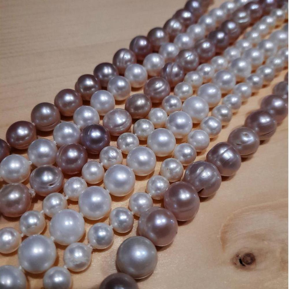 Hilos perlas naturales joyería artesanal Collar Perlas joyas artesanales personalizadas hechas a mano tamaño de perlas para collar de novia 5mm 6mm 7mm