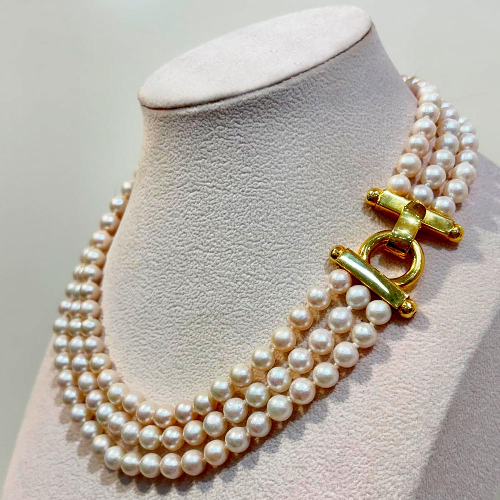 Collar perlas 3 vueltas SUTILLE Joyas con Perlas Naturales Hecho a Mano Joyas Personalizadas