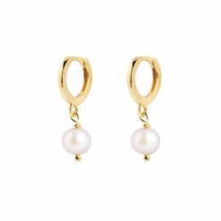 Pendientes aro con perla natural en plata de ley 925 bañada en oro de 18k – joya artesanal SUTILLE