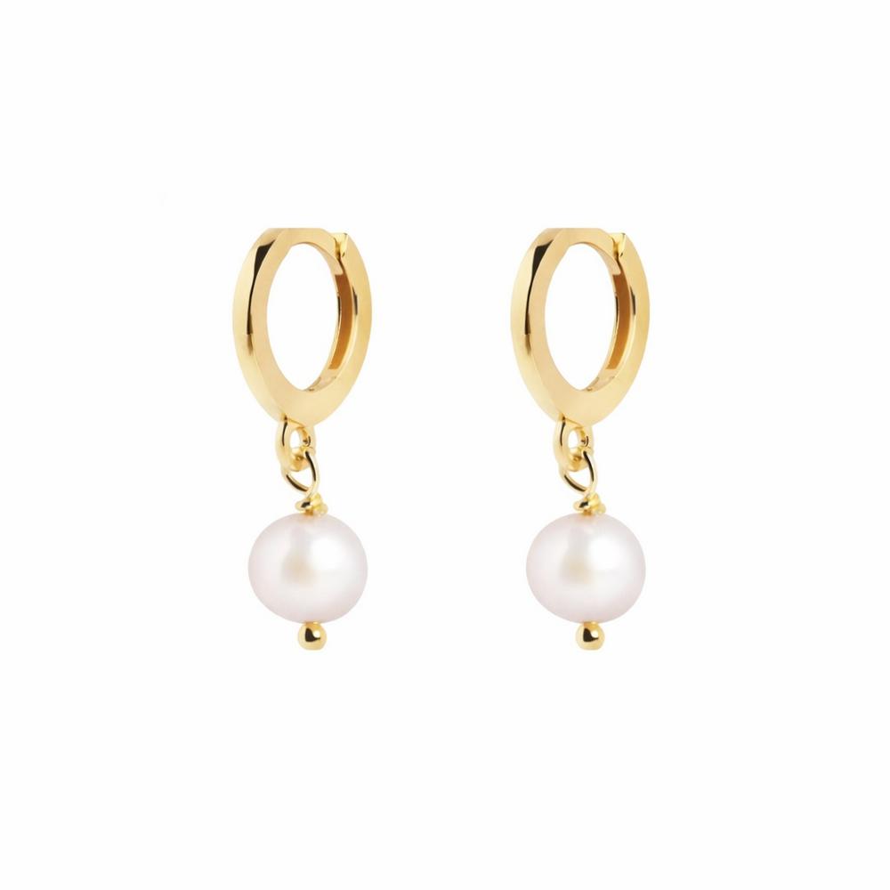 Pendientes-Aro-Perlas Pendientes aro con perla natural en plata de ley 925 bañada en oro de 18k – joya artesanal SUTILLE