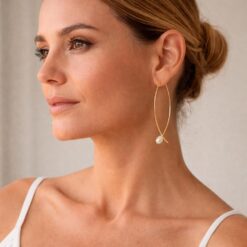pendientes perlas cierre original, pendientes largos de perlas naturales, joya que realza la feminidad y el estilo sofisticado SUTILLE joyas con Perlas Diseño Arquitectónico