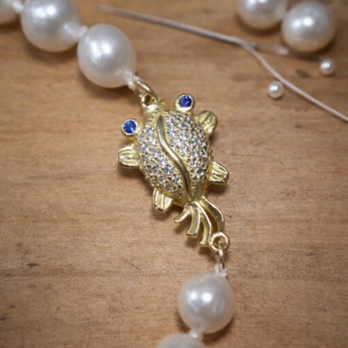 Cierre Collar Broche Pulsera Pez con circonita Original único y bonito. Tipos de Cierres para Collares de Perlas SUTILLE Joyas