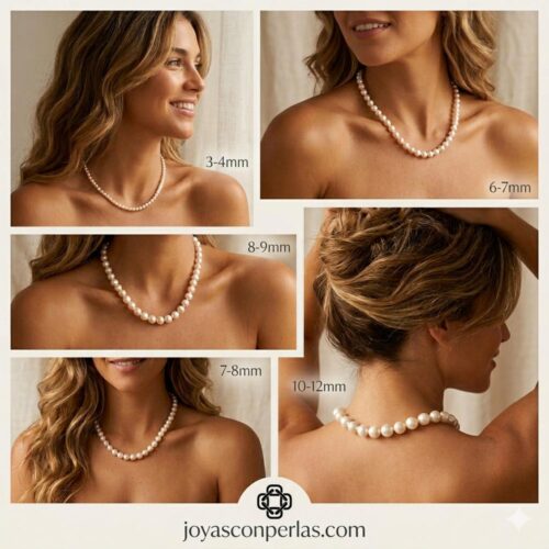 tamaño perlas collar guía completa SUTILLE Joyas con Perlas Chica con Collar